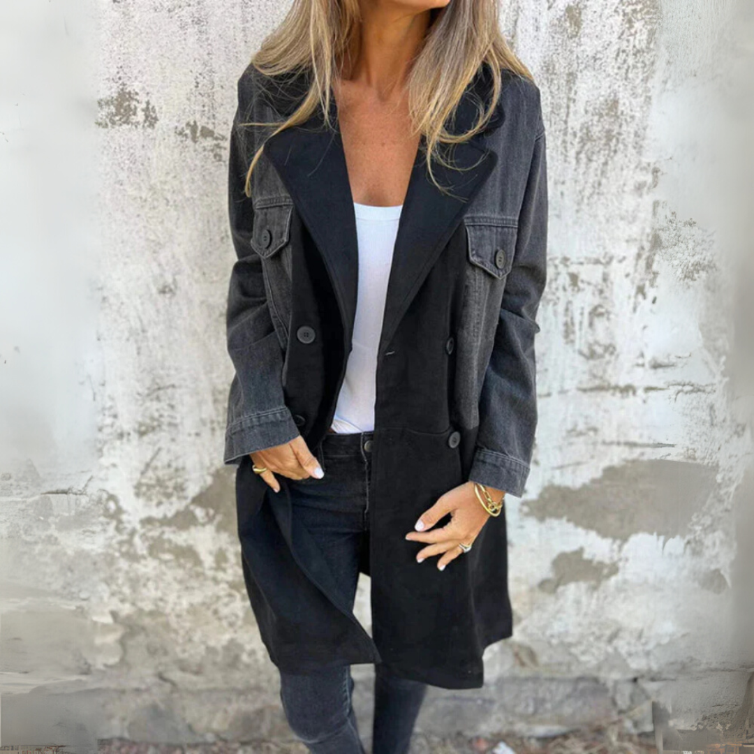 Camden Two-Tone Trench – Denim & Suede Blend