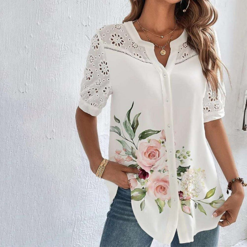 Annelise™ | Women Casual Lace Printed Blouse