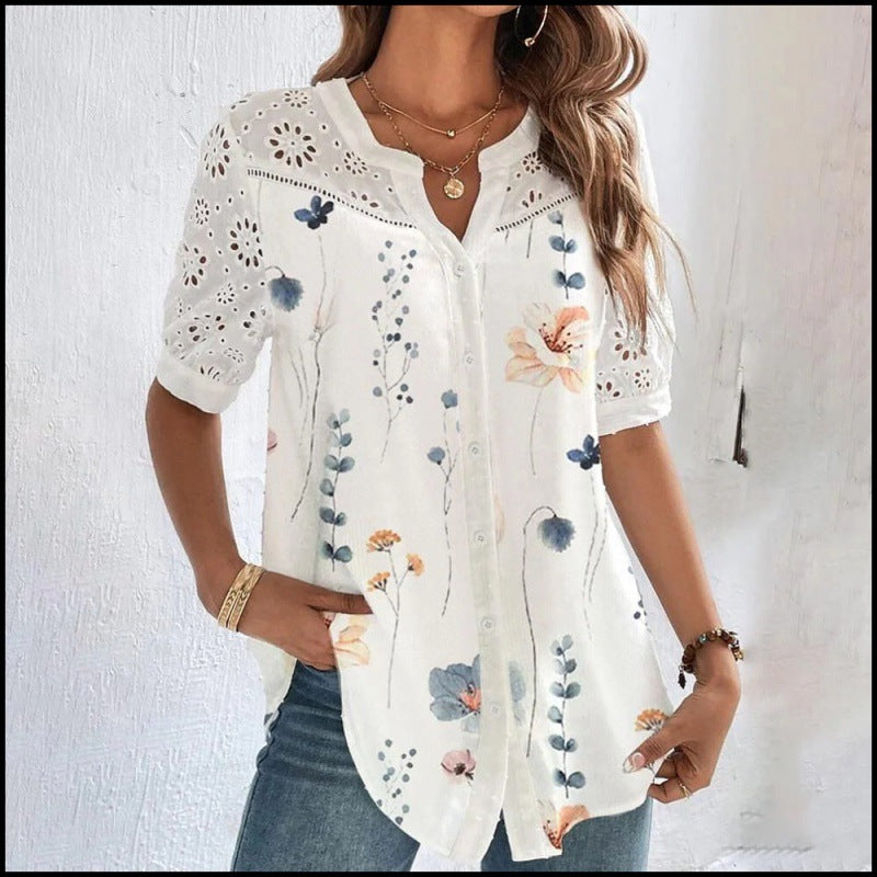 Annelise™ | Women Casual Lace Printed Blouse