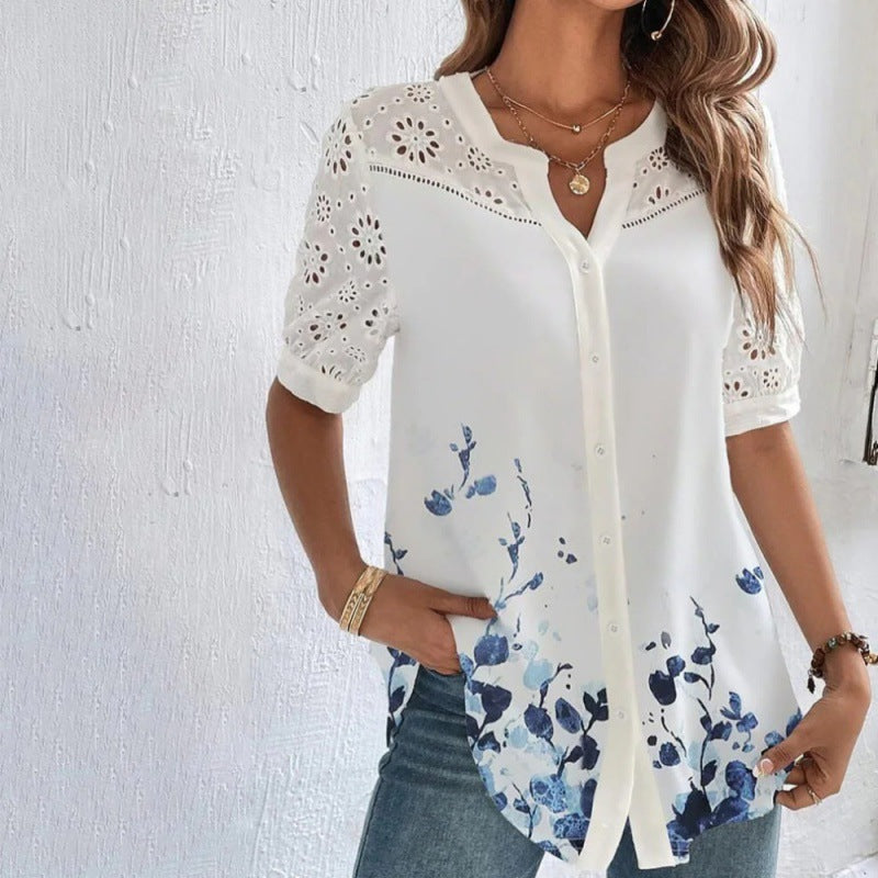 Annelise™ | Women Casual Lace Printed Blouse
