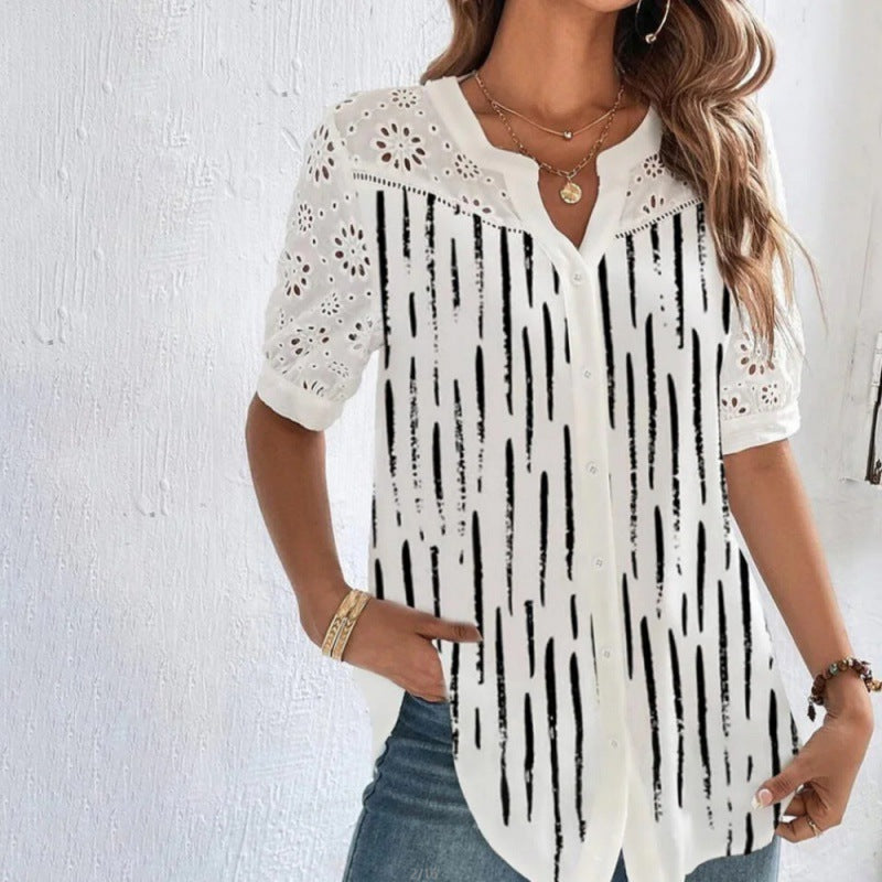 Annelise™ | Women Casual Lace Printed Blouse
